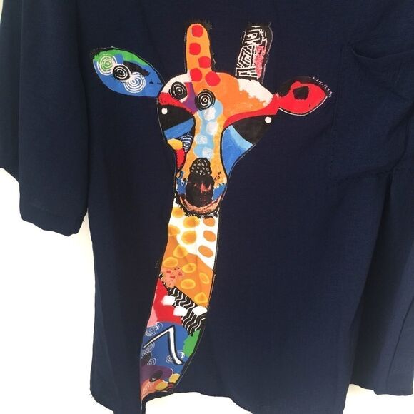 Misslook Giraffe Print Blue Blouse in Large - Picture 3 of 8